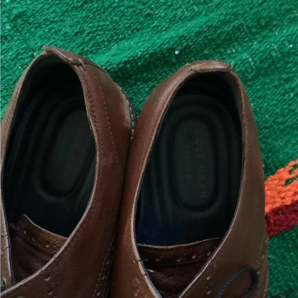 COLE HAAN Grand.Os WATSON Brown Pebble Leather Wingtip Oxford C27089 Size 10
